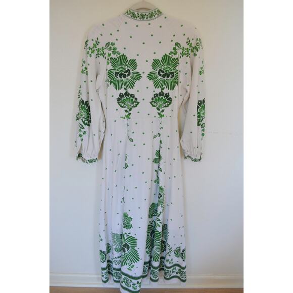 FARM Rio Forest Soul Maxi Dress Green and White Long Sleeve Medium - Picture 7 of 8